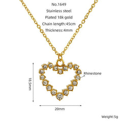 Gold Plated Heart Pendant Necklace with Crystals – Elegant Women’s Jewellery for Gifting & Daily Wear - DZOIR