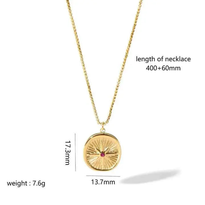 Elegant Gold-Plated Sunburst Medallion Necklace - BELARIC