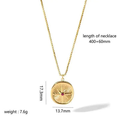 Elegant Gold-Plated Sunburst Medallion Necklace - BELARIC