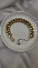 Gold-Plated Cuban Link Chain Bracelet - DZOIR