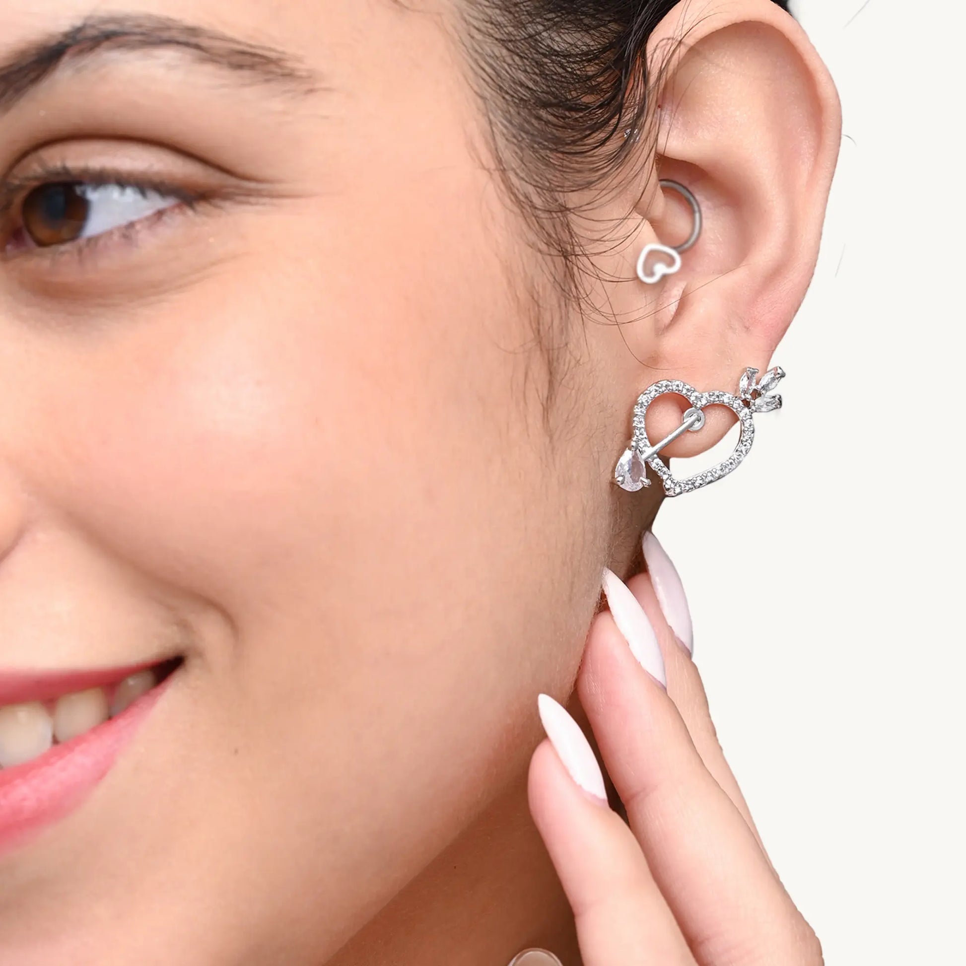 Sparkling Heart Crystal Earrings – Romantic Silver-Plated Studs for Women - BELARIC