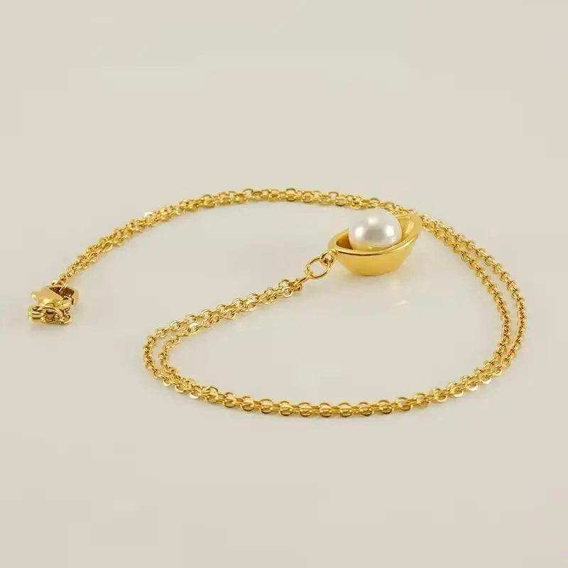 Gold Plated Pearl Planet Pendant Necklace for Women – Minimalist Celestial Jewelry - BELARIC