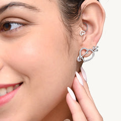 Sparkling Heart Crystal Earrings – Romantic Silver-Plated Studs for Women - DZOIR