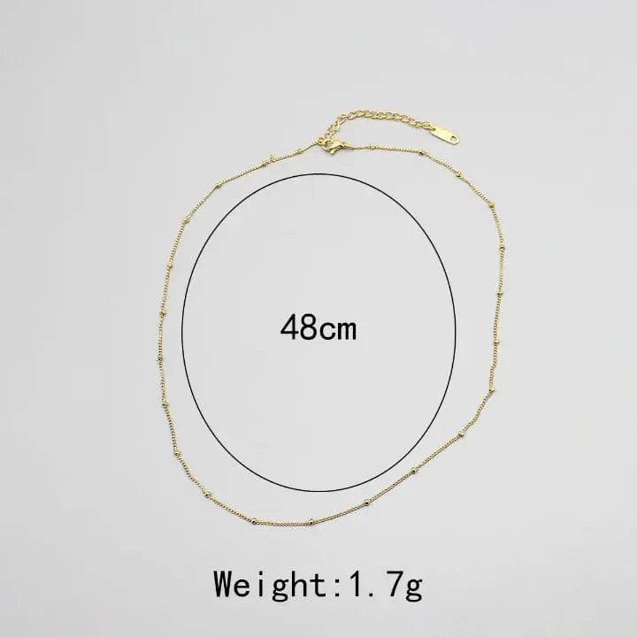 Gold Bead Station Necklace - BELARIC