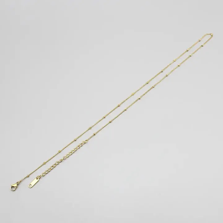 Elegant Gold Bead Station Chain Lightweight Daily Wear Jewellery - DZOIR