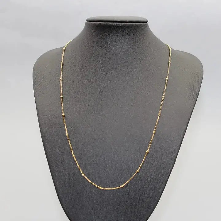Elegant Gold Bead Station Chain Lightweight Daily Wear Jewellery - DZOIR