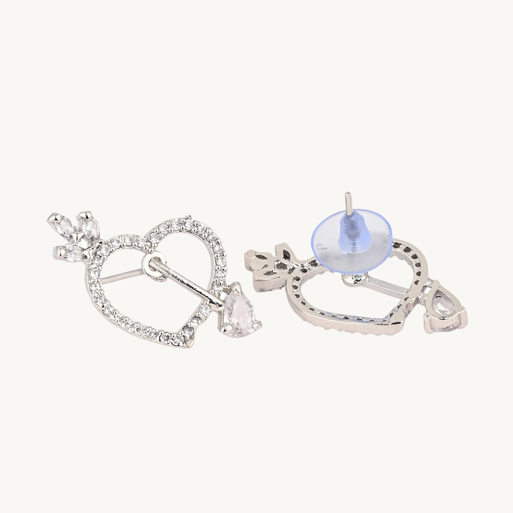 Sparkling Heart Crystal Earrings – Romantic Silver-Plated Studs for Women - BELARIC