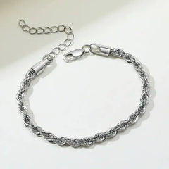 Silver Twisted Rope Chain Bracelet - DZOIR