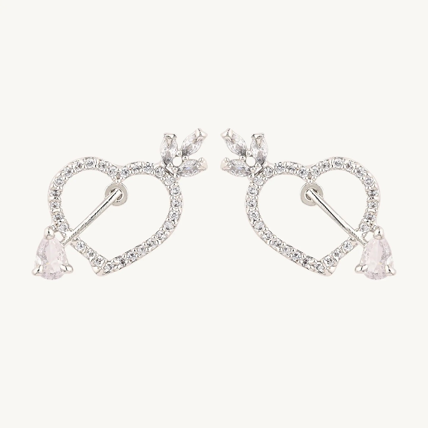 Sparkling Heart Crystal Earrings – Romantic Silver-Plated Studs for Women - BELARIC