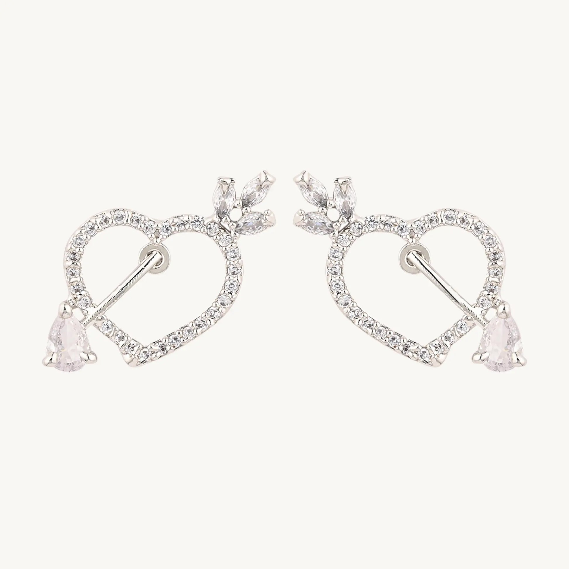 Sparkling Heart Crystal Earrings – Romantic Silver-Plated Studs for Women - BELARIC