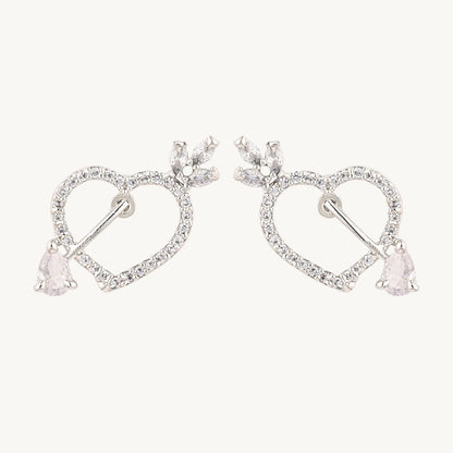 Sparkling Heart Crystal Earrings – Romantic Silver-Plated Studs for Women - BELARIC