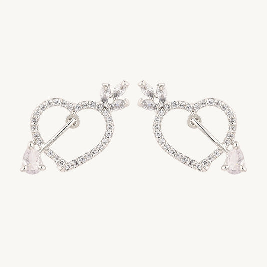 Sparkling Heart Crystal Earrings – Romantic Silver-Plated Studs for Women - BELARIC