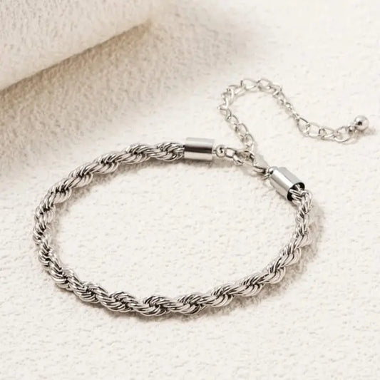 Silver Twisted Rope Chain Bracelet - BELARIC