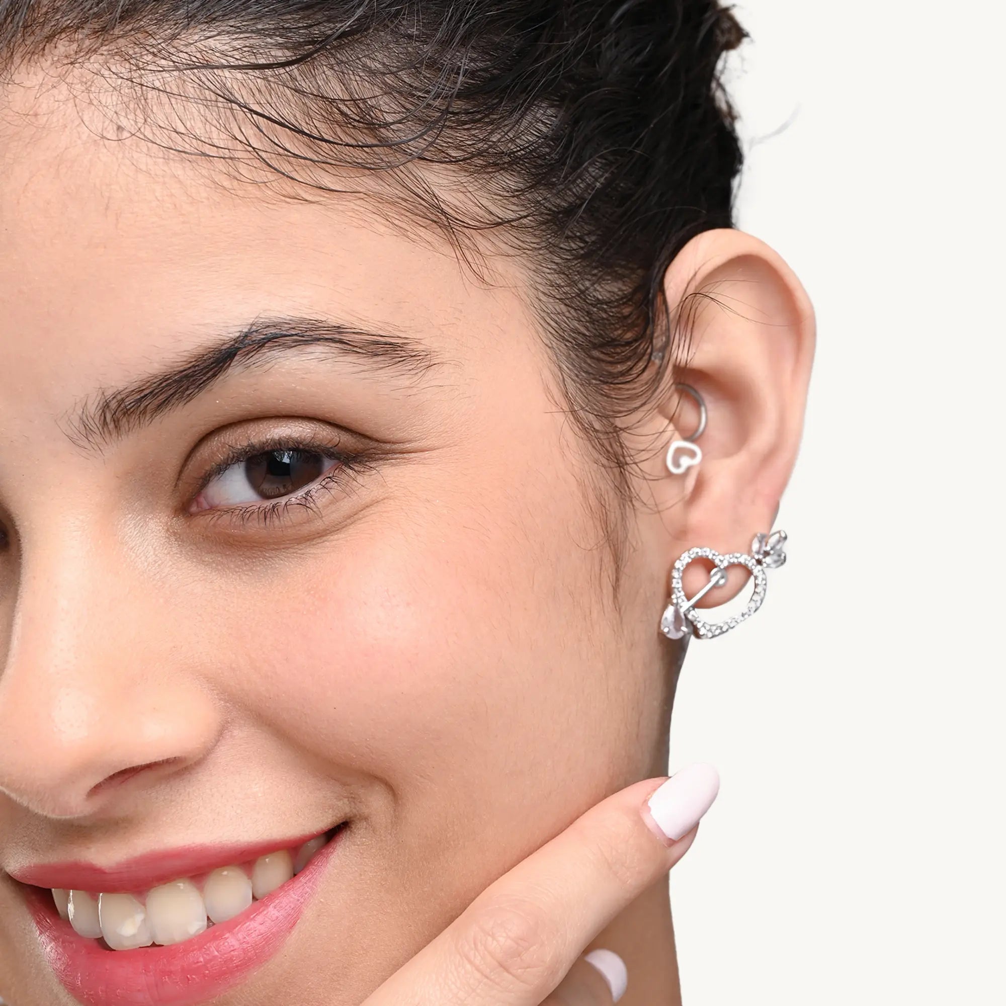 Sparkling Heart Crystal Earrings – Romantic Silver-Plated Studs for Women - DZOIR