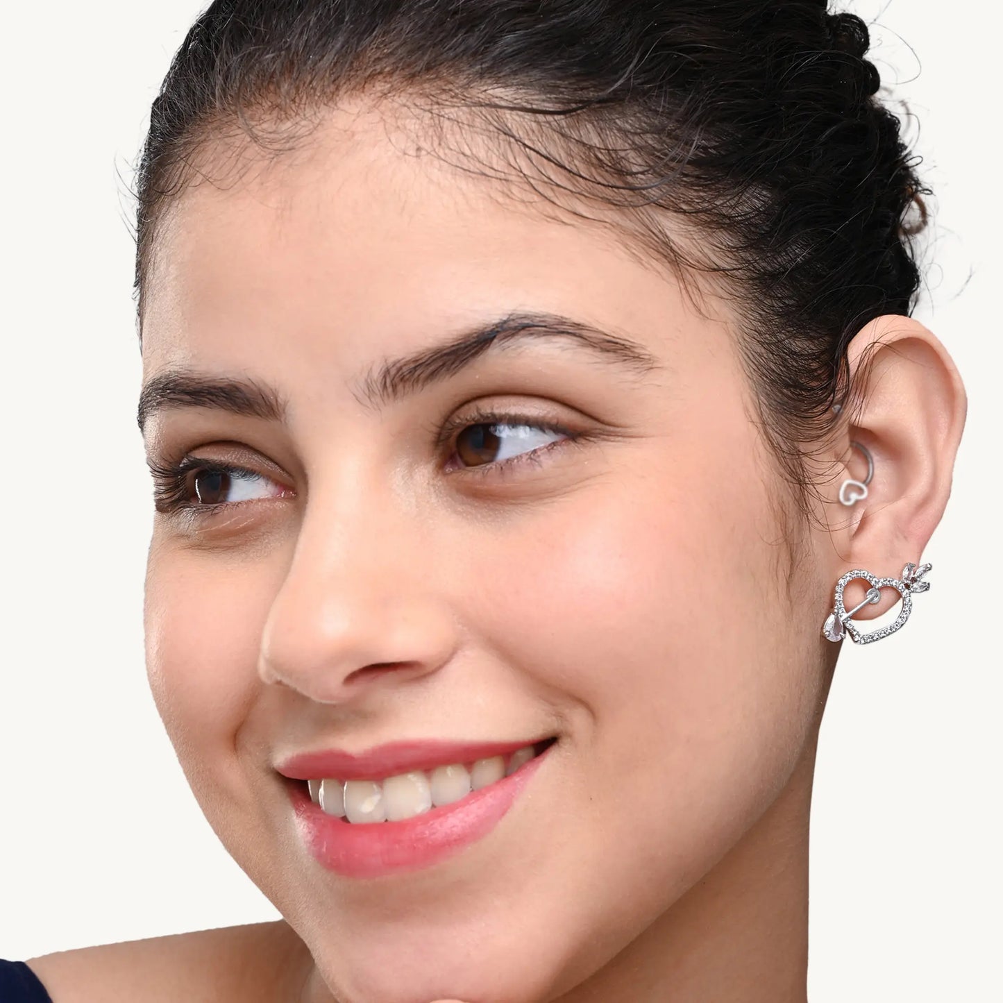 Sparkling Heart Crystal Earrings – Romantic Silver-Plated Studs for Women - BELARIC