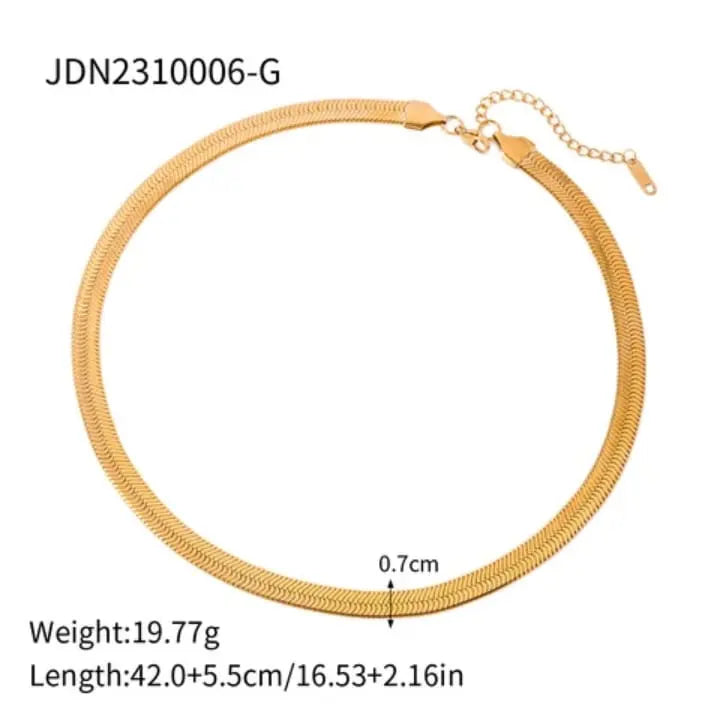 Elegant Gold-Tone Flat Snake Chain Necklace for Women - DZOIR