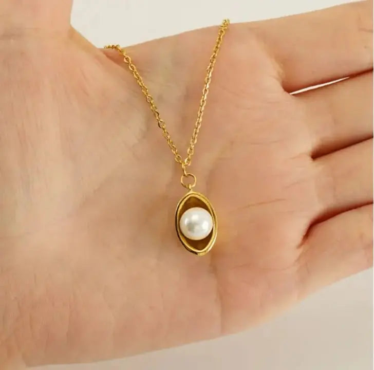 Gold Plated Pearl Planet Pendant Necklace for Women – Minimalist Celestial Jewelry - DZOIR