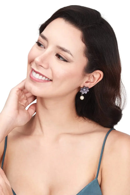 Pearl Drop Dangle Earrings for Women Green - BELARIC