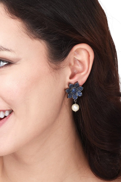 Pearl Drop Dangle Earrings for Women Purple - BELARIC