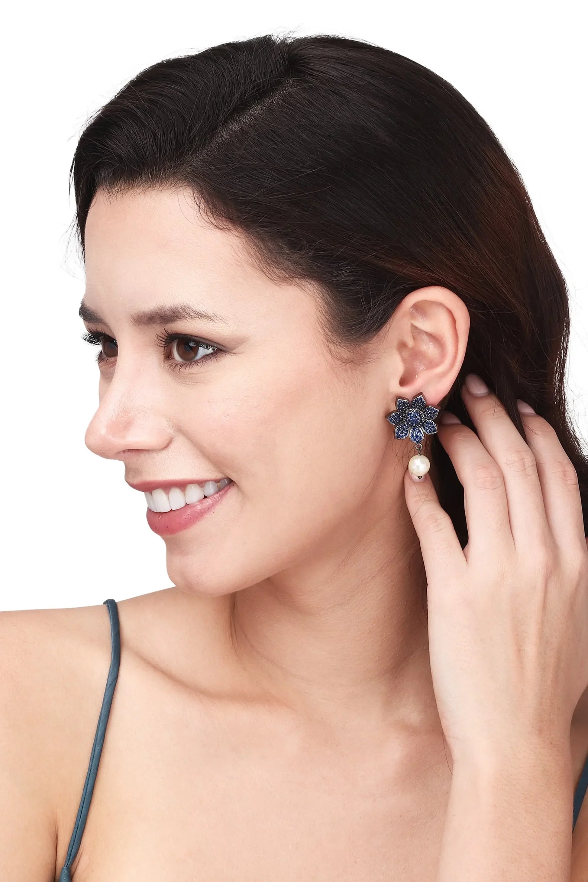 Pearl Drop Dangle Earrings for Women Purple - BELARIC