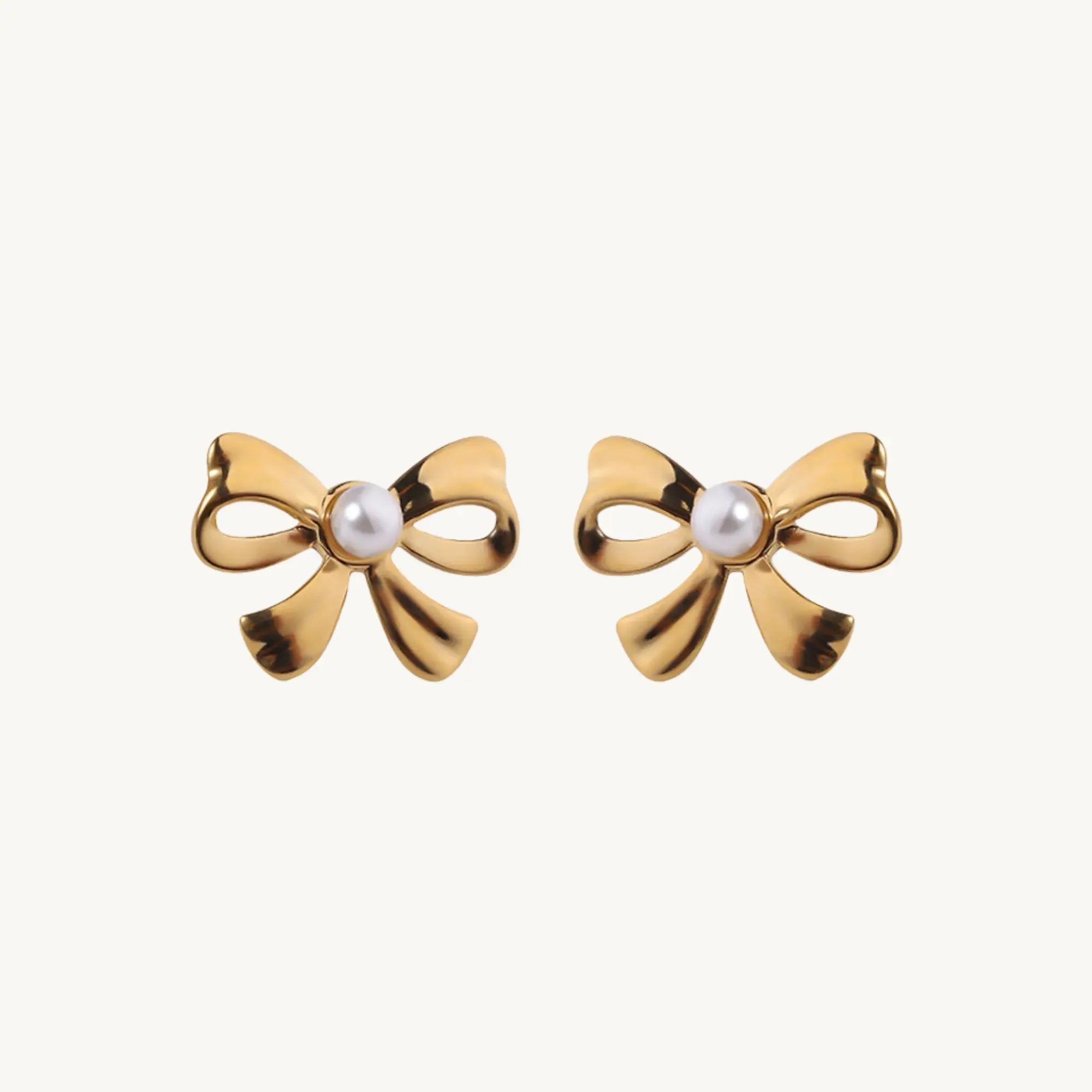 Gold-Plated Bow Stud Earrings for Women – Cute & Elegant Ribbon Knot Design with CZ Stone - DZOIR
