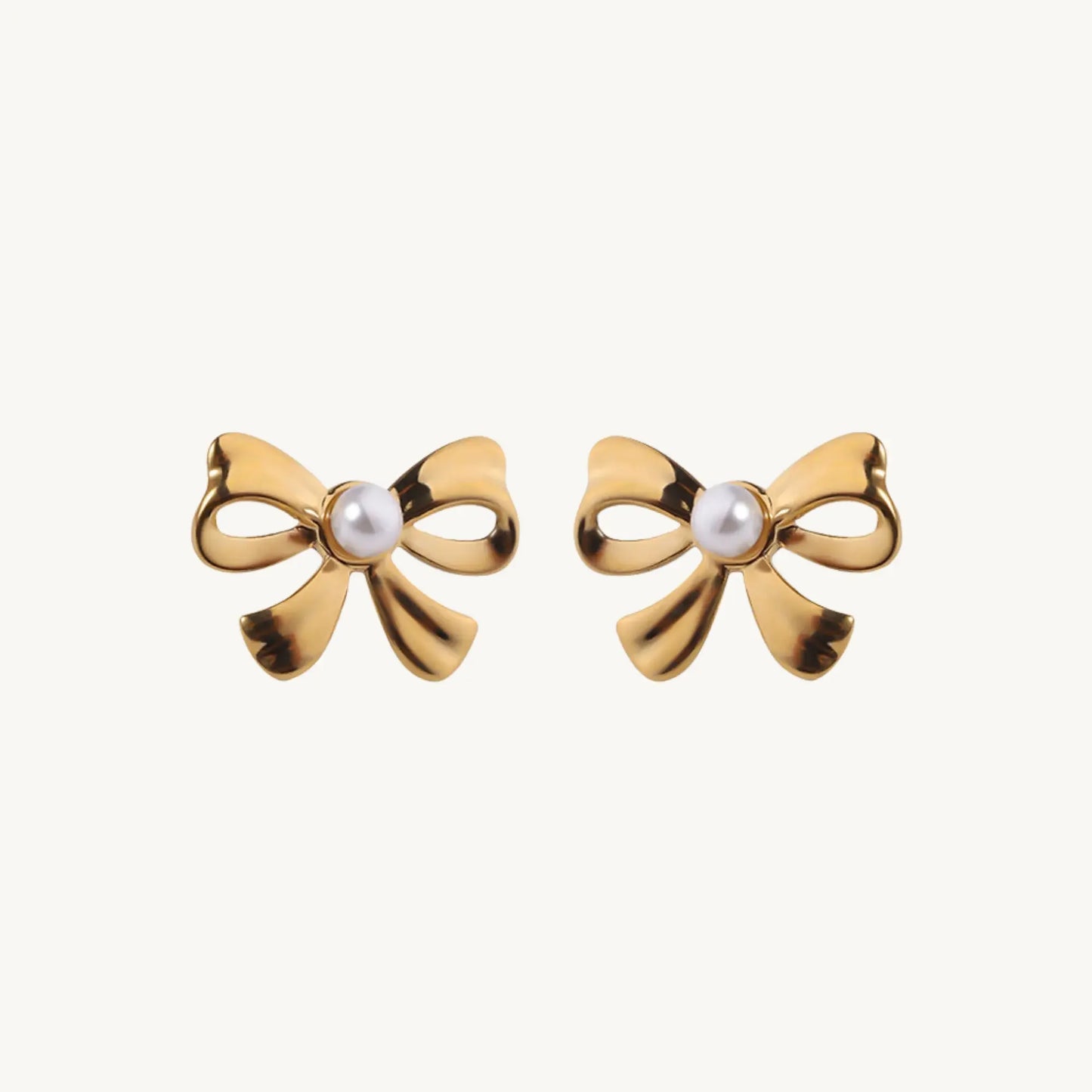 Gold-Plated Bow Stud Earrings for Women – Cute & Elegant Ribbon Knot Design with CZ Stone - BELARIC