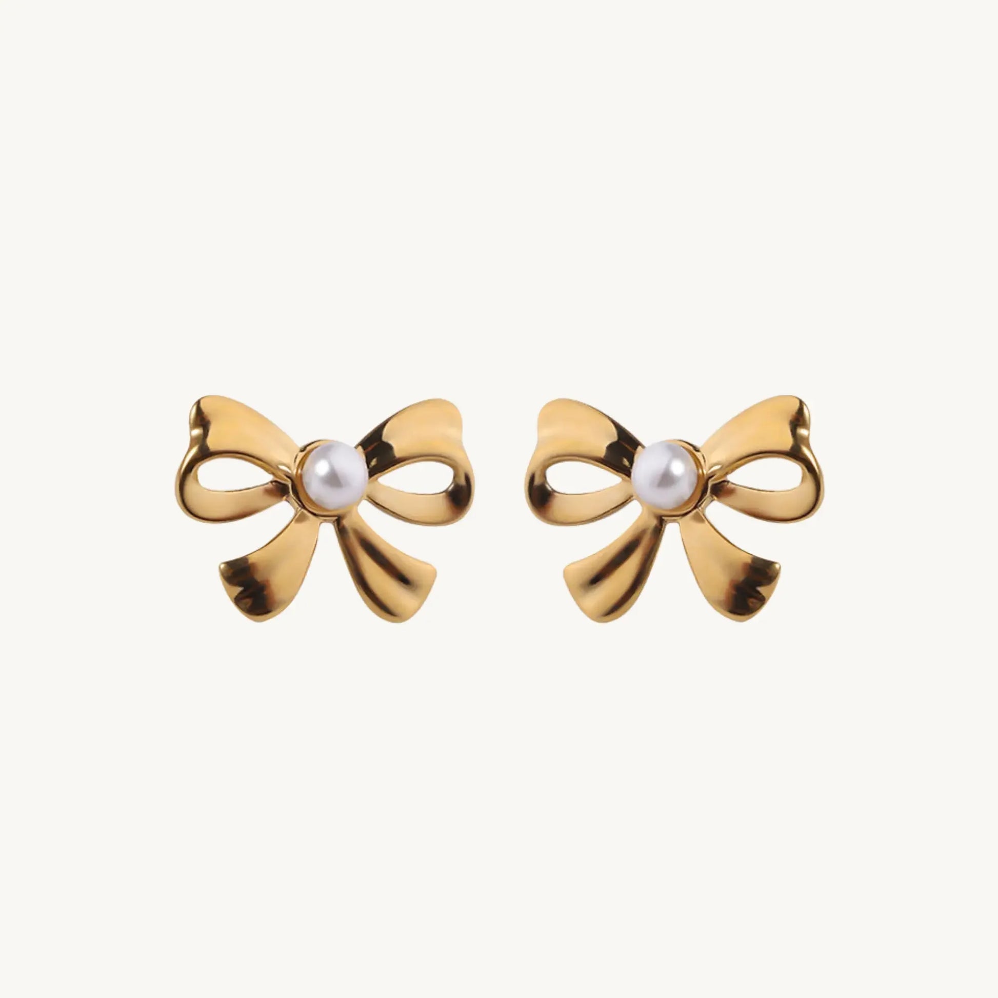Gold-Plated Bow Stud Earrings for Women – Cute & Elegant Ribbon Knot Design with CZ Stone - BELARIC