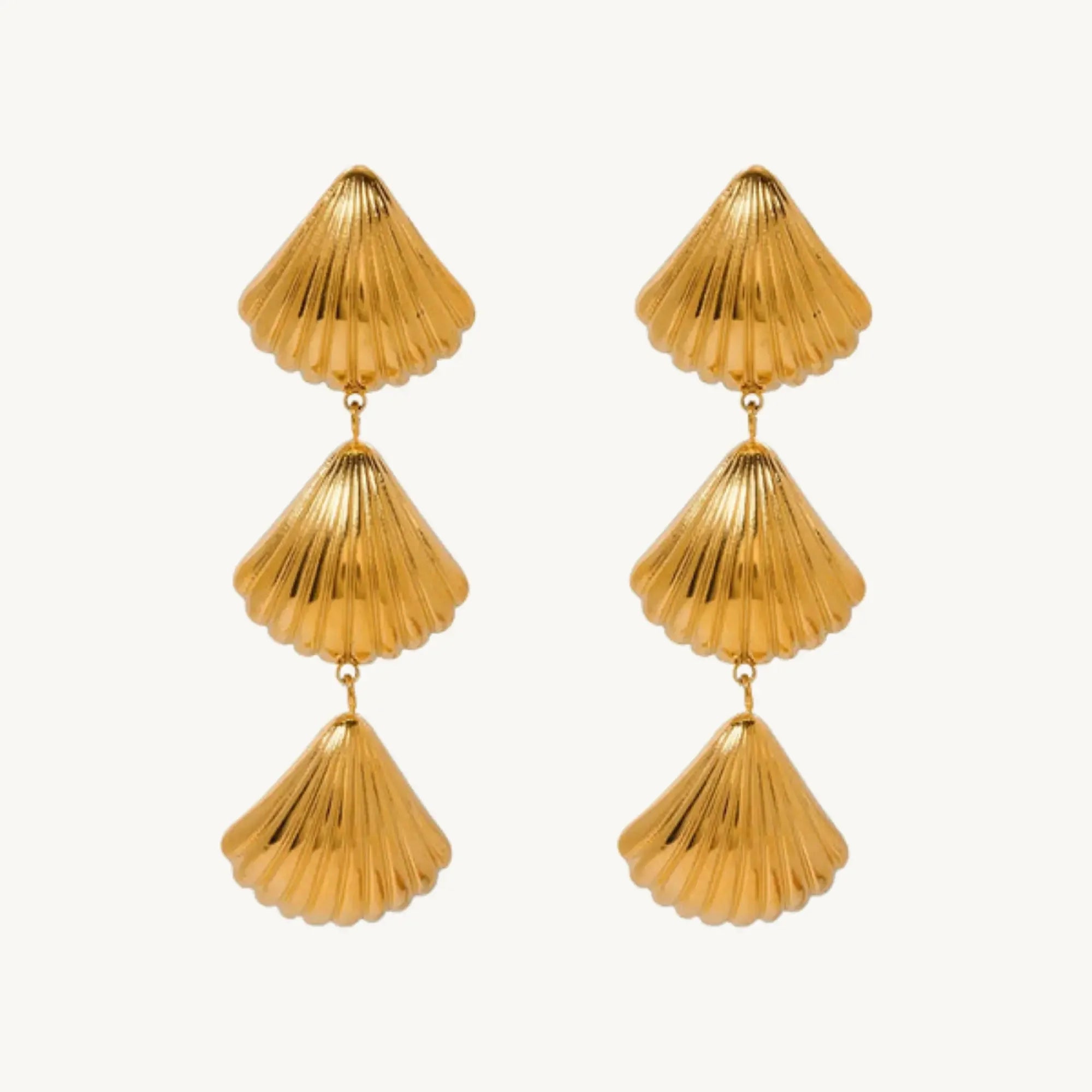 Gold-Plated Shell Dangle Earrings for Women – Vintage Boho Statement Jewelry, Ocean-Inspired Drop Earrings - DZOIR