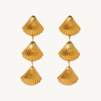 Gold Shell Drop Earrings - BELARIC