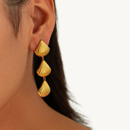 Gold Shell Drop Earrings - BELARIC