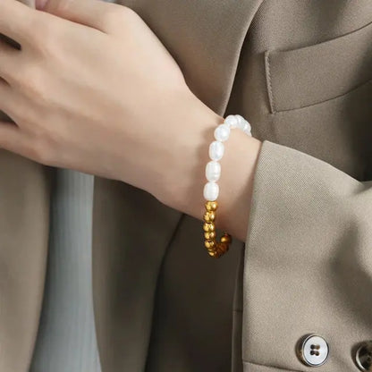 Gold Pearl Beaded Bracelet - BELARIC