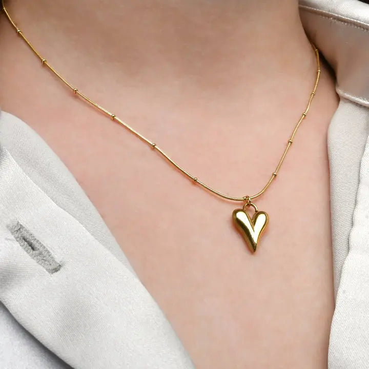 Gold-Plated Heart Pendant Necklace for Women & Girls - DZOIR