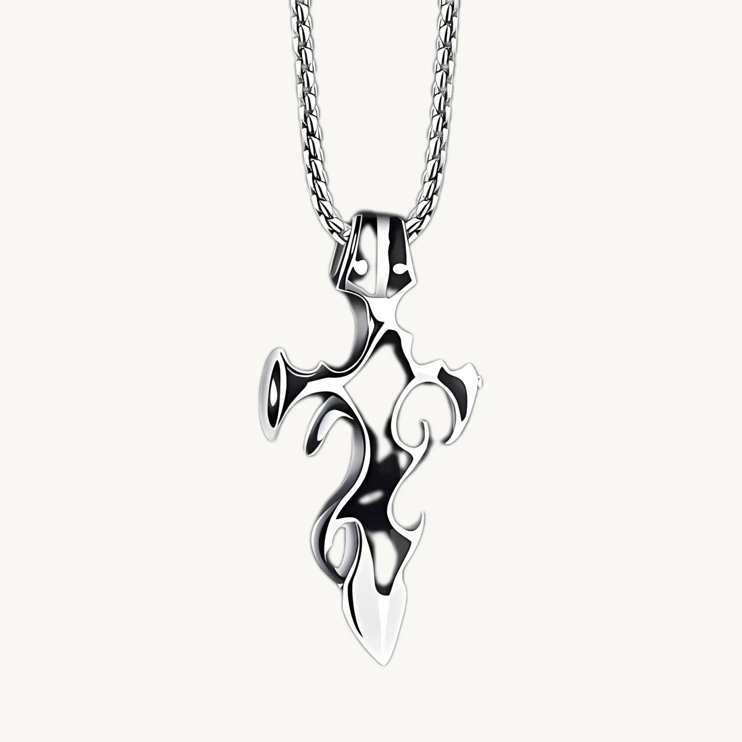 Men’s Stainless Steel Flame Cross Necklace – Gothic Rock Style - BELARIC