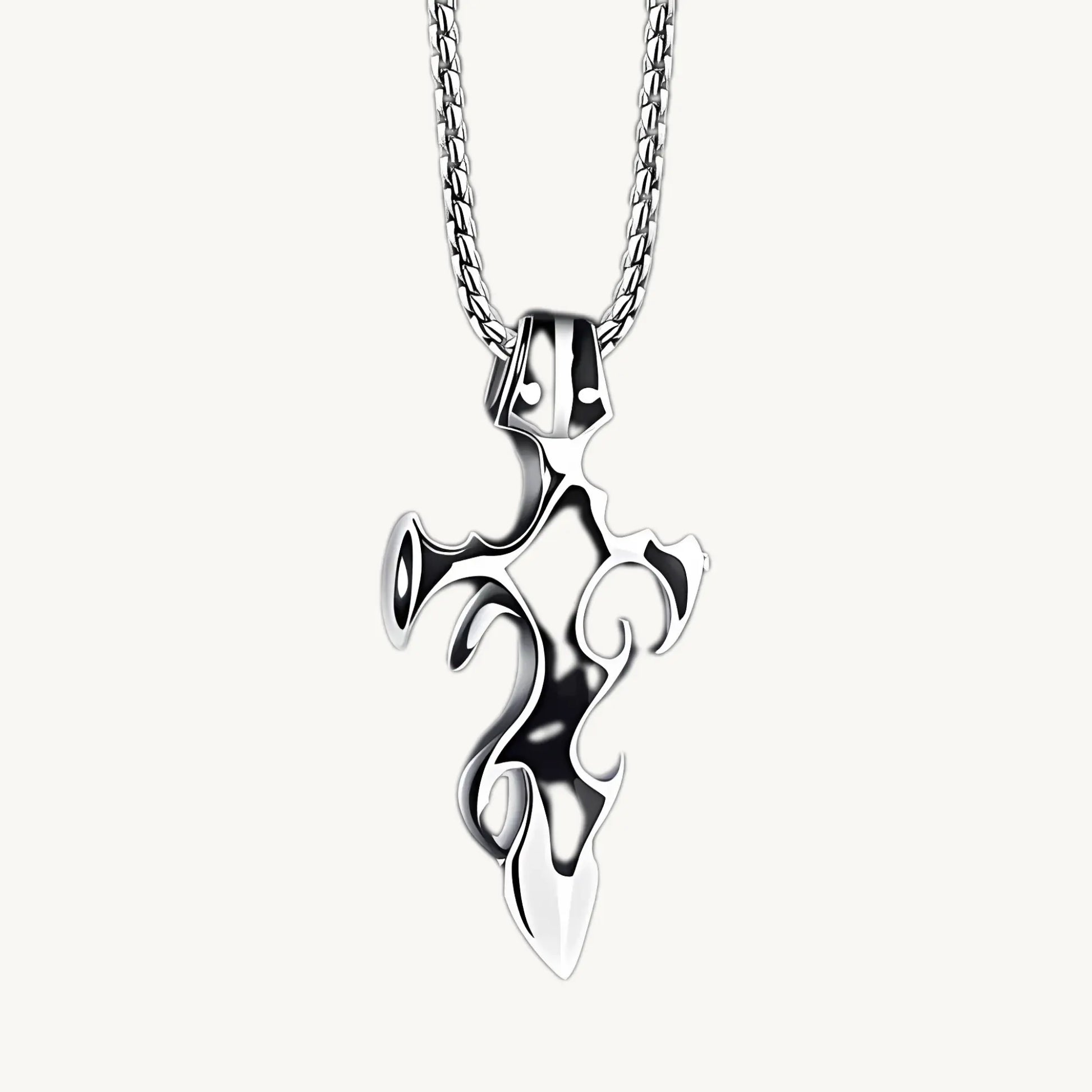 Men’s Stainless Steel Flame Cross Necklace – Gothic Rock Style - BELARIC