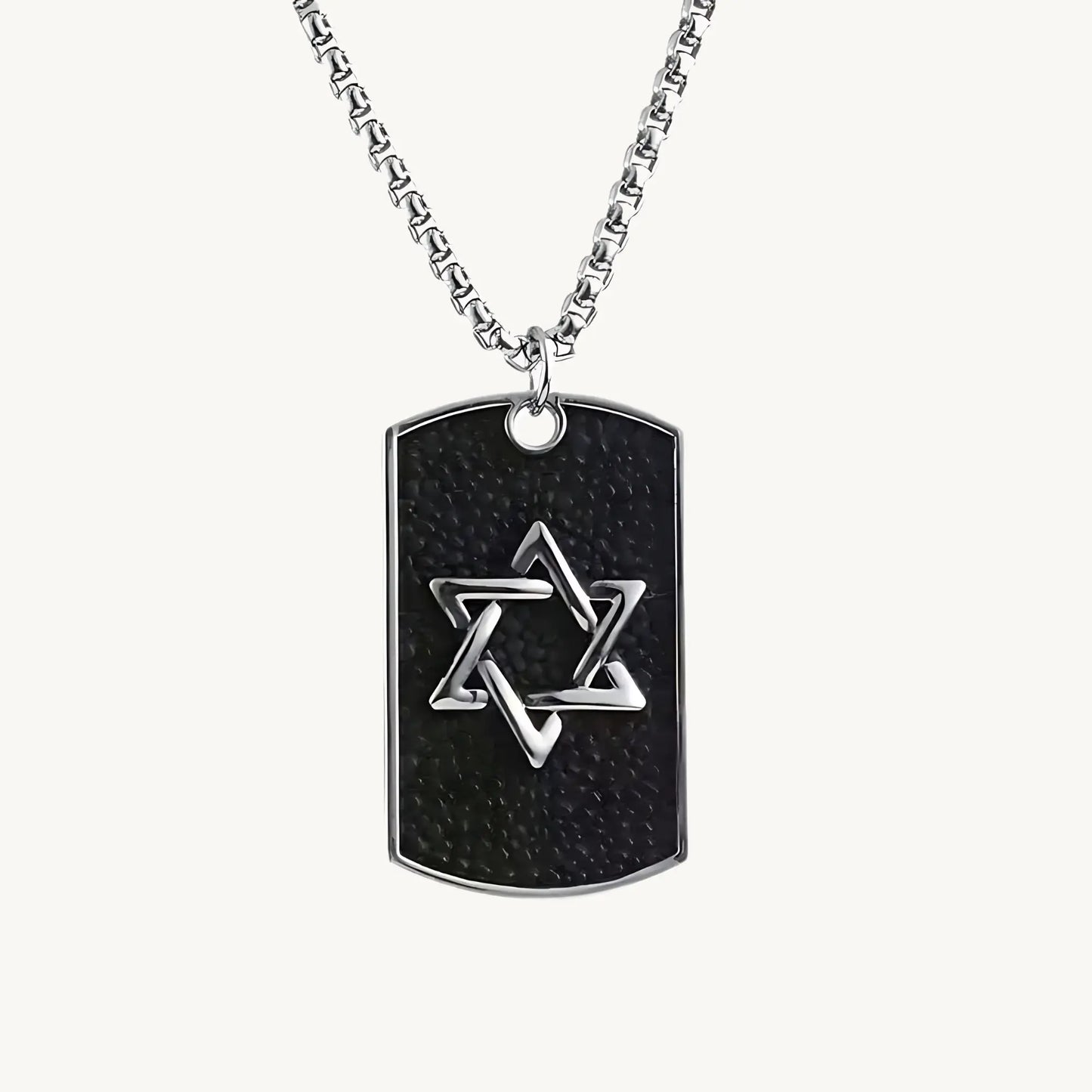 Men's Stainless Steel Star of David Dog Tag Pendant Necklace – Stylish Judaica Jewellery - BELARIC