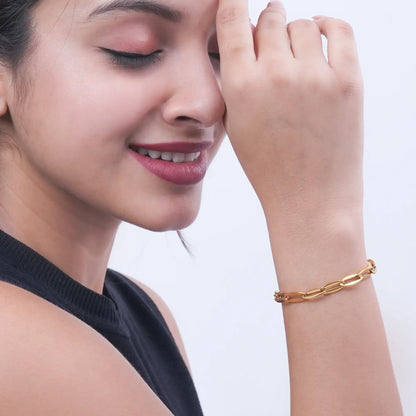 Trendy Gold-Plated Paperclip Chain Bracelet – Minimalist Link Jewelry for Women & Men - BELARIC
