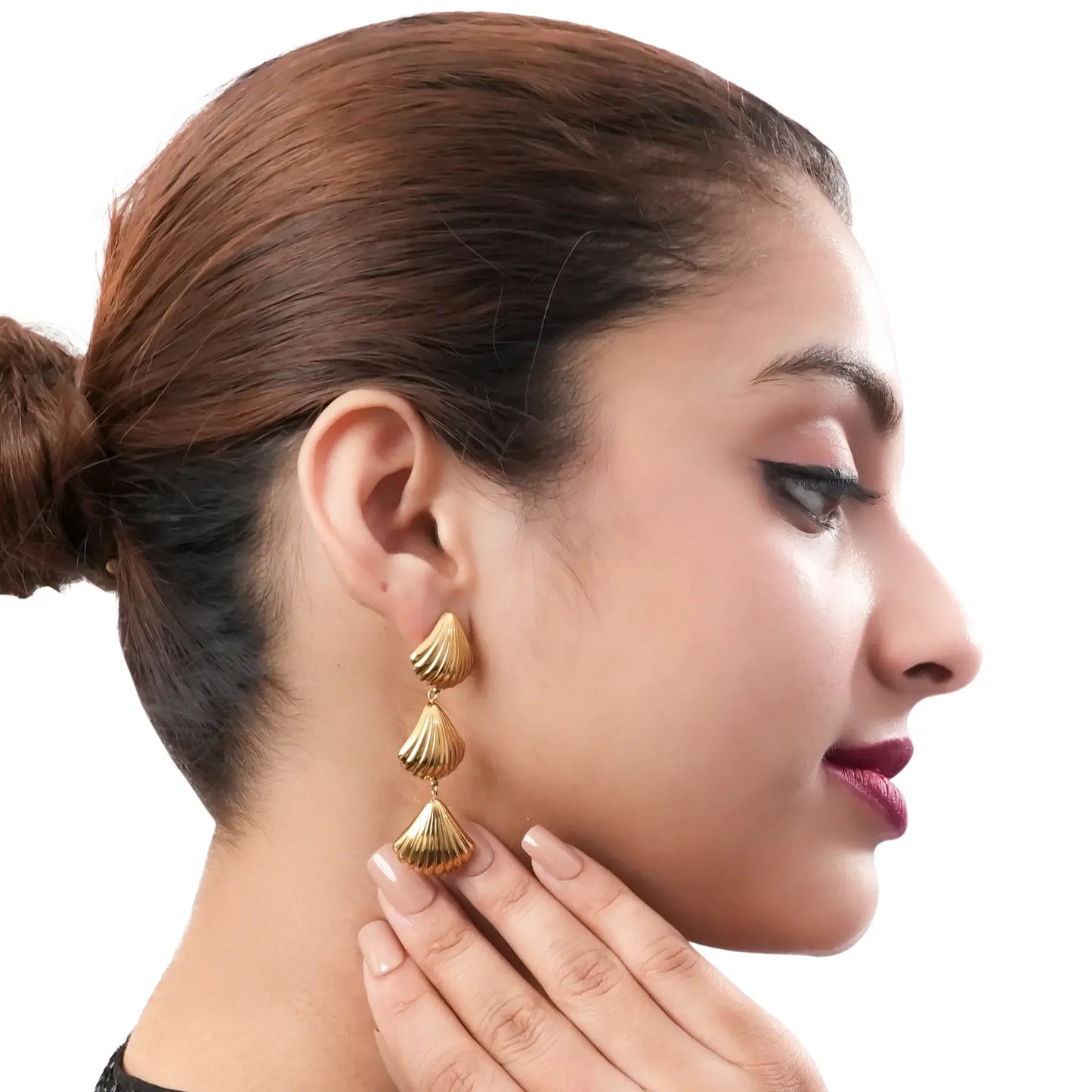 Gold Shell Drop Earrings - BELARIC