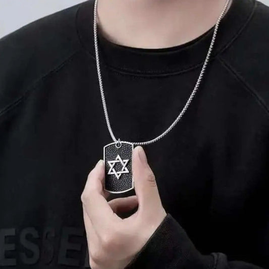 Men's Stainless Steel Star of David Dog Tag Pendant Necklace – Stylish Judaica Jewellery - BELARIC