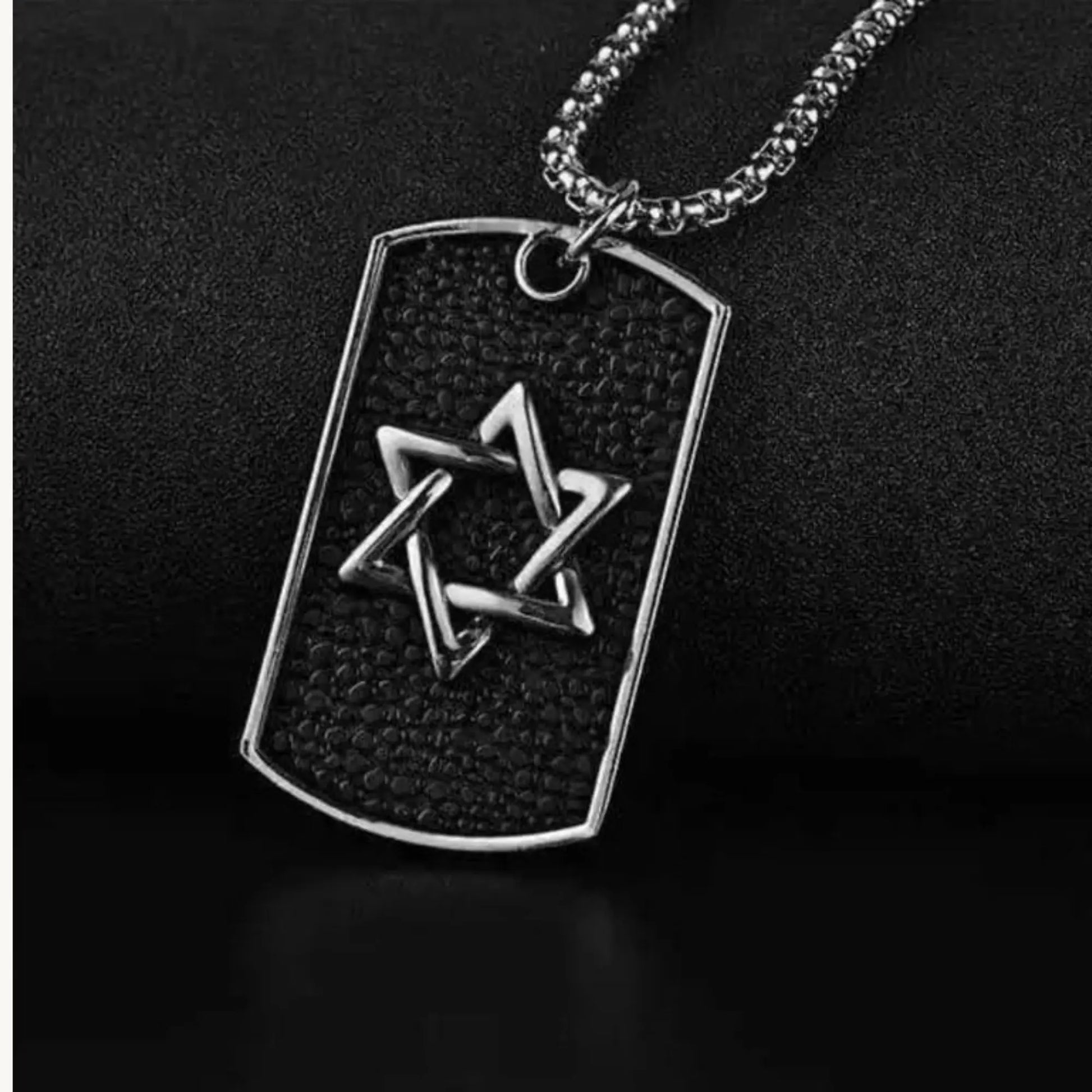 Men's Stainless Steel Star of David Dog Tag Pendant Necklace – Stylish Judaica Jewellery - BELARIC