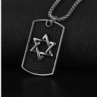 Men's Stainless Steel Star of David Dog Tag Pendant Necklace – Stylish Judaica Jewellery - BELARIC