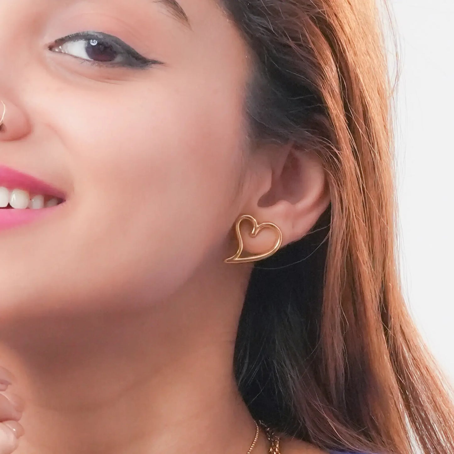 Trendy Open Heart Statement Earrings – Gold Finish for a Classy Look - BELARIC