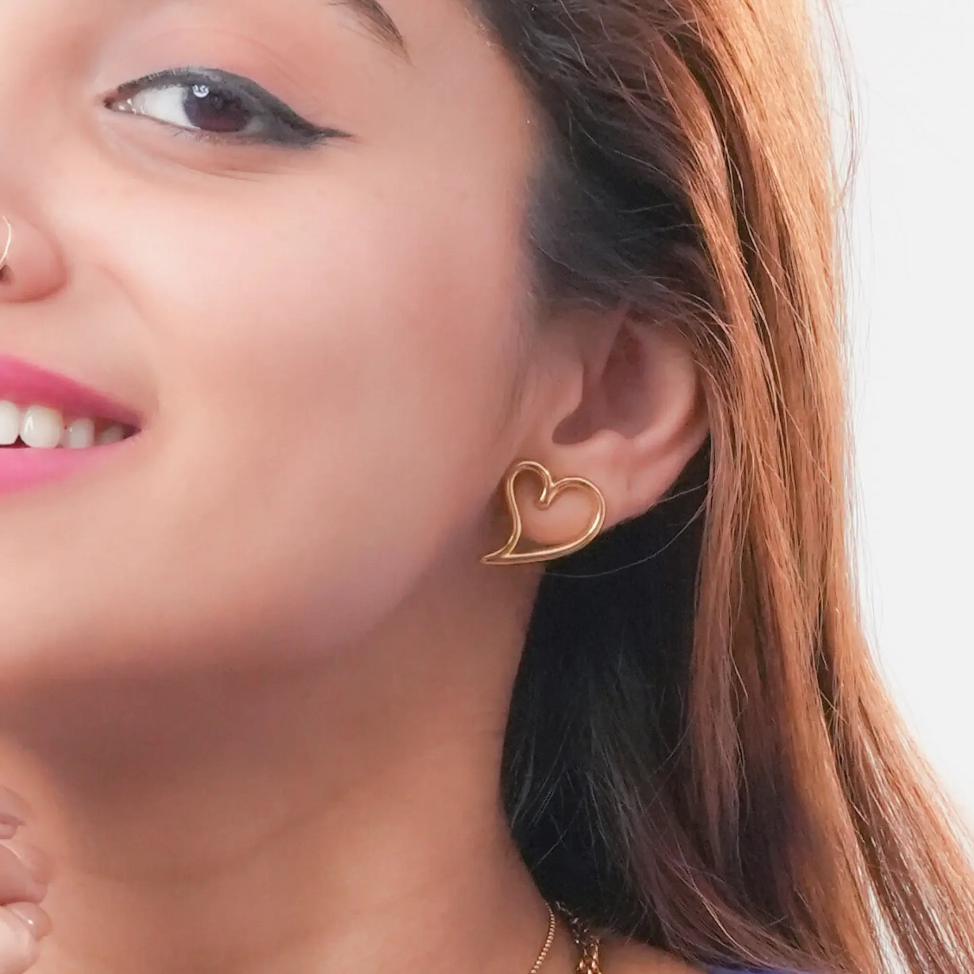 Trendy Open Heart Statement Earrings – Gold Finish for a Classy Look - BELARIC