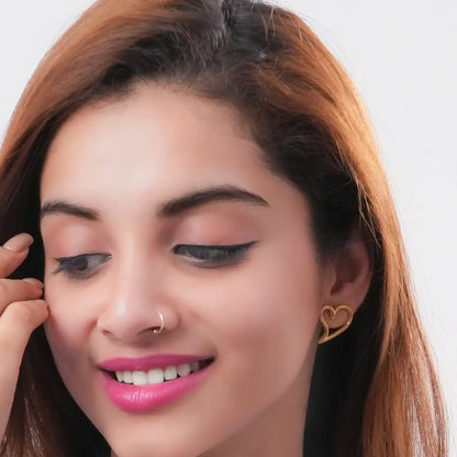 Trendy Open Heart Statement Earrings – Gold Finish for a Classy Look - BELARIC