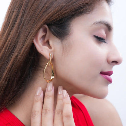 Trendy Abstract Gold Plated Drop Earrings – Modern Statement Jewelry - BELARIC