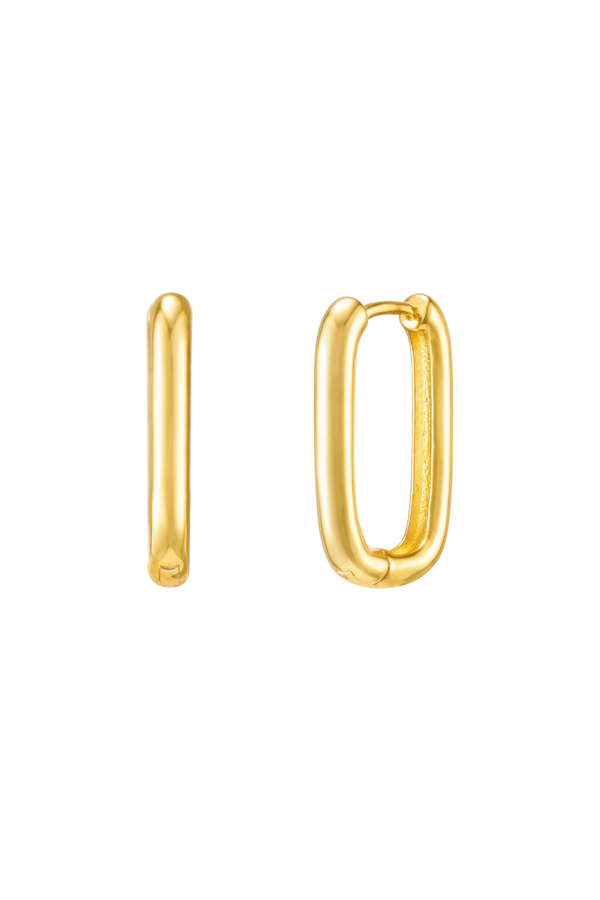 Bold Rectangular Hoop Earrings – 18K Gold Plated, Minimalist Design - BELARIC