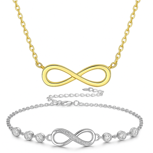 Infinity Necklace Bracelet Combo