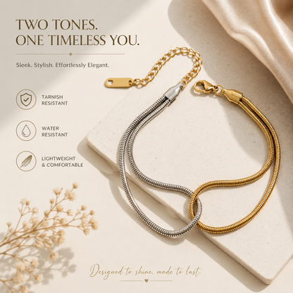 Two-Tone Snake Chain Bracelet