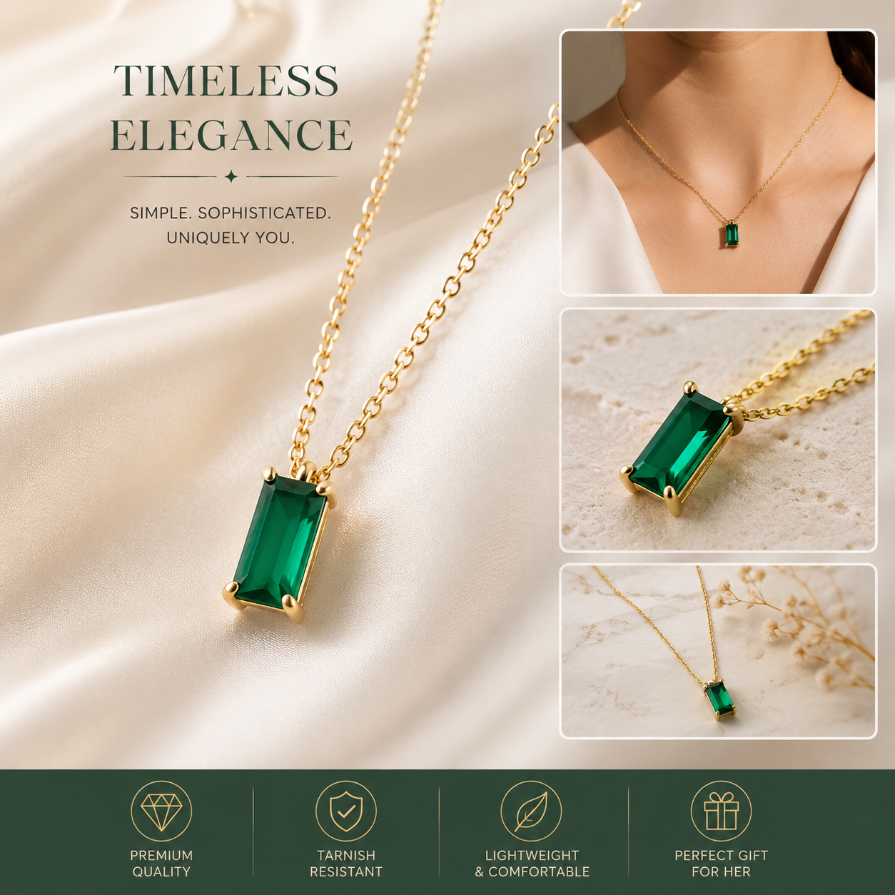 Emerald Pendant Necklace