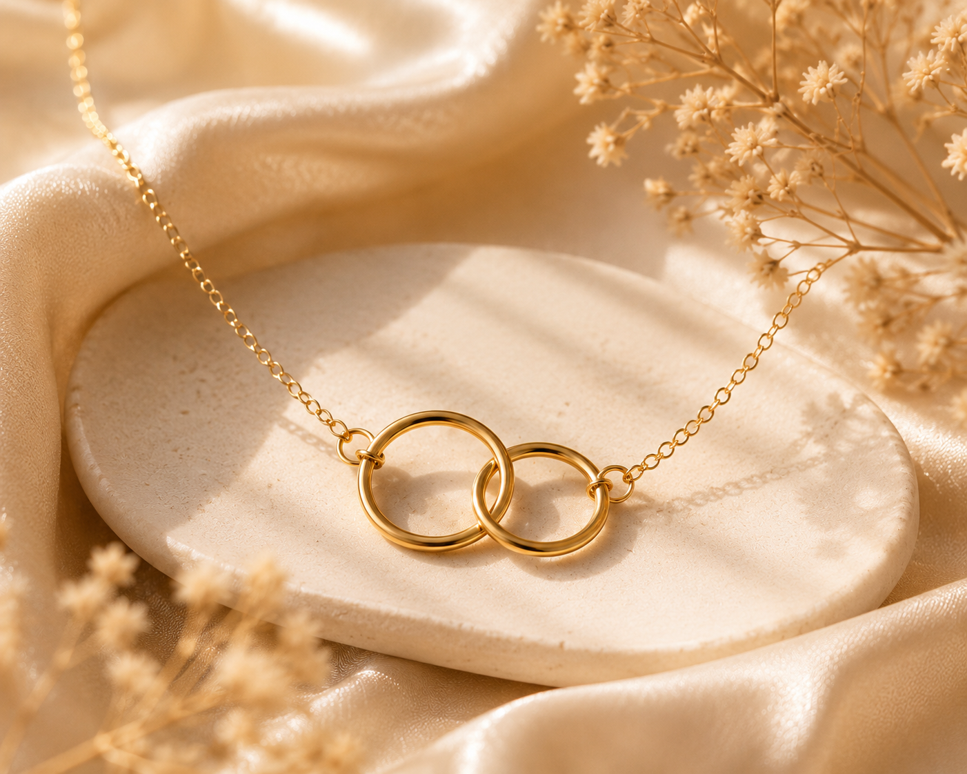Gold Double Circle Necklace