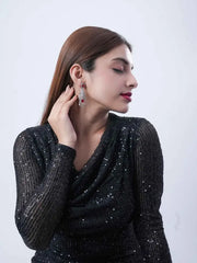 Elegant Red Stone Dangle Earrings for Women | Silver-Plated Designer Partywear Earrings - DZOIR